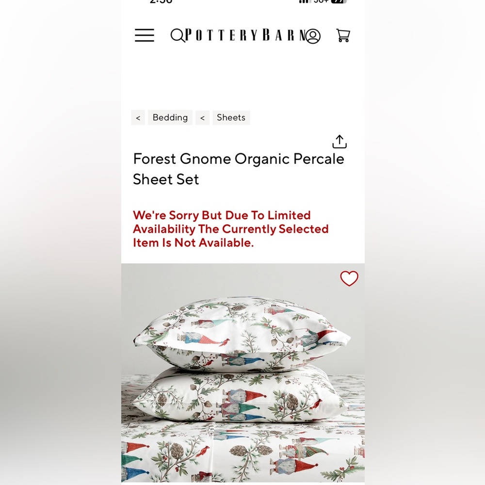 Pottery Barn King size Forest Gnome bedsheet set